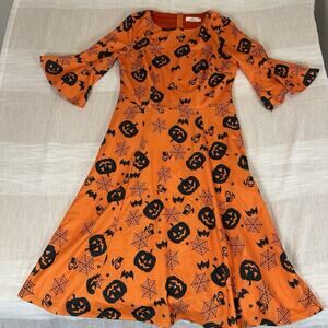 H.R Homrain Halloween Dress Size XL Jack O Lantern Spooky Spider Web Swing Dress